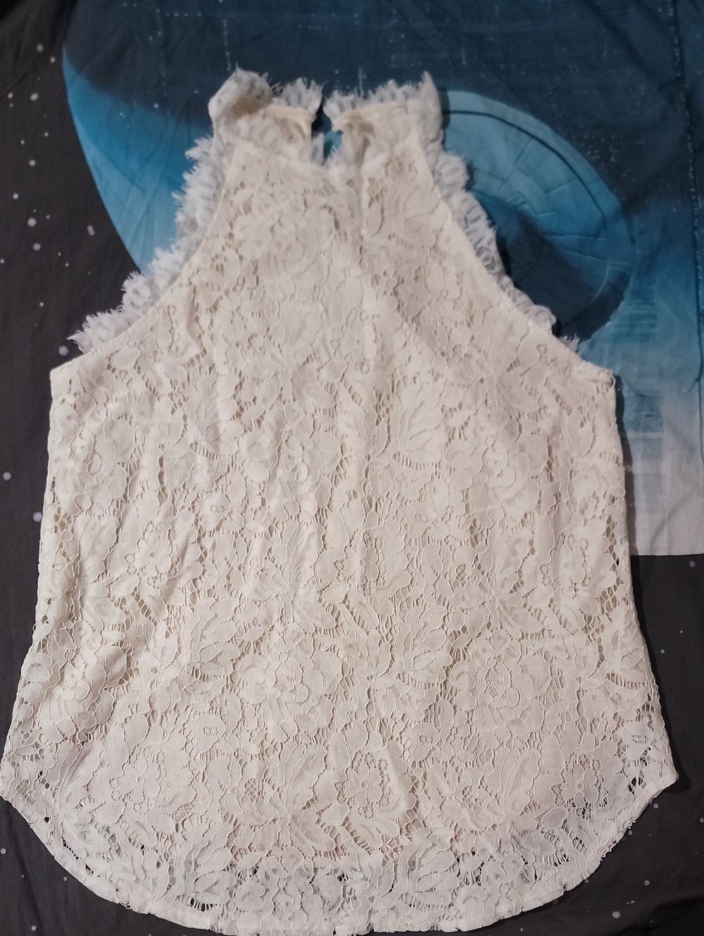 Lace Halter Neck Women's Top in Cream